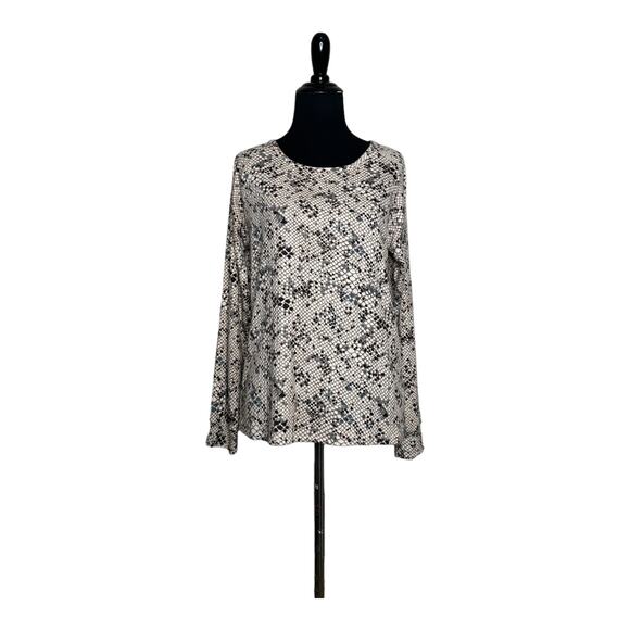 Flora cream brown print long sleeves tee size Small - Picture 1 of 11